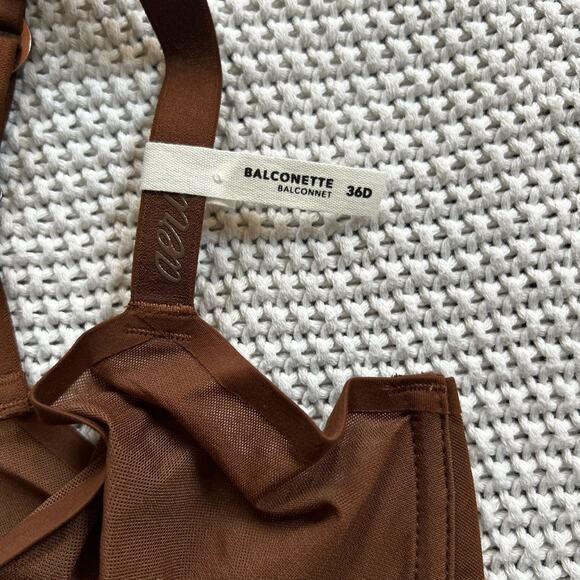 NWT Aerie SMOOTHEZ Mesh Unlined Bra Universe Brown Size 36D - Picture 7 of 8